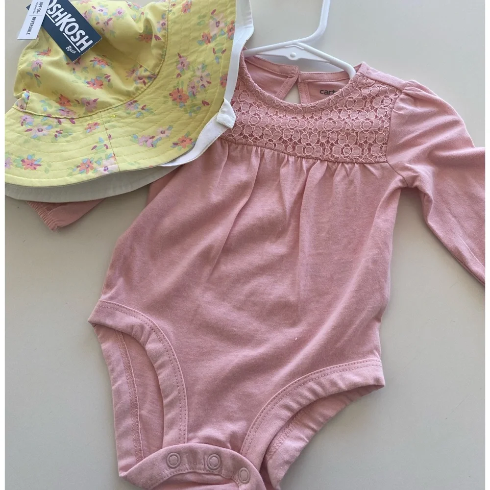 NWT Carter’s Bodysuit & Osh Kosh Sunhat